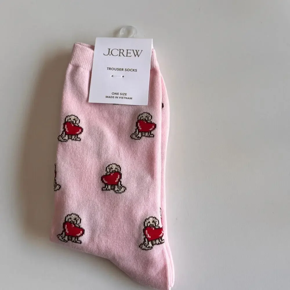 J.Crew Women's Puppy  Hearts Crew Style Socks NWT